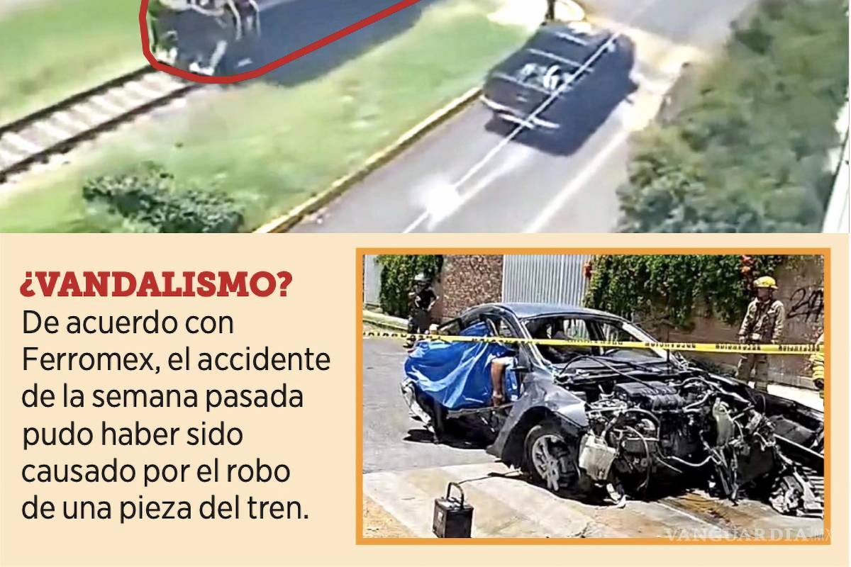 $!El miércoles de la semana pasada, una locomotora que iba al final del convoy se desprendió, y a su paso fue impactando autos que cruzaban las vías.