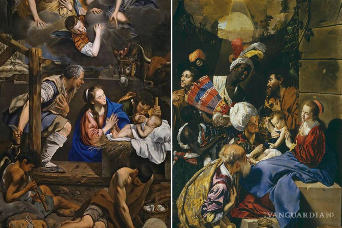 $!Dos obras de Juan Bautista Maíno (apodado el Caravaggio español), La Adoración de los pastores, 1612/14, (i) y la Adoración de Los Magos (i), hacia 1611/13.