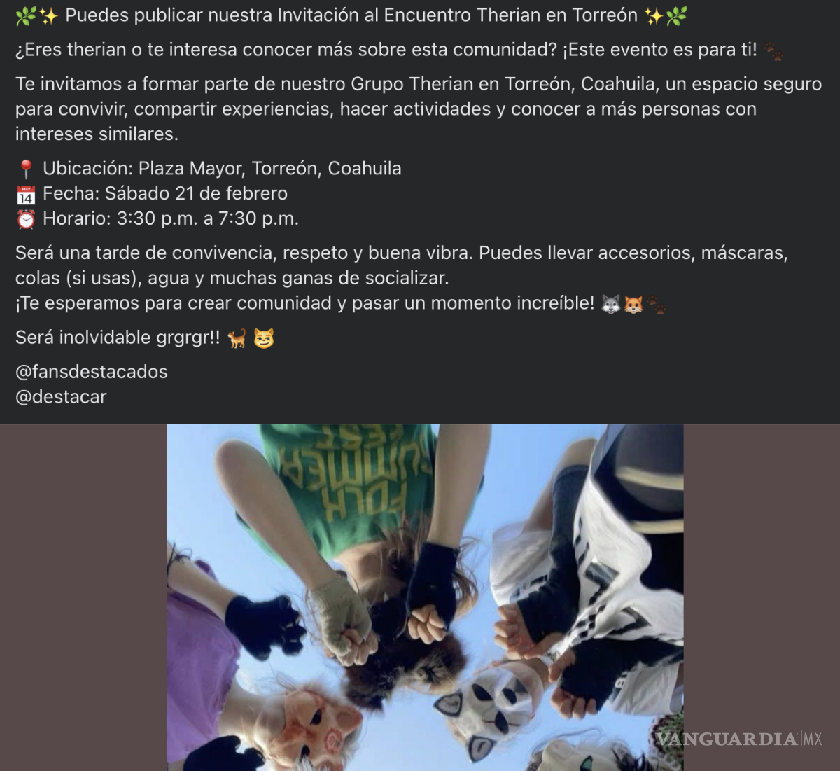 $!Jóvenes convocan a reunión Therian en la explanada de la Plaza Mayor de Torreón.