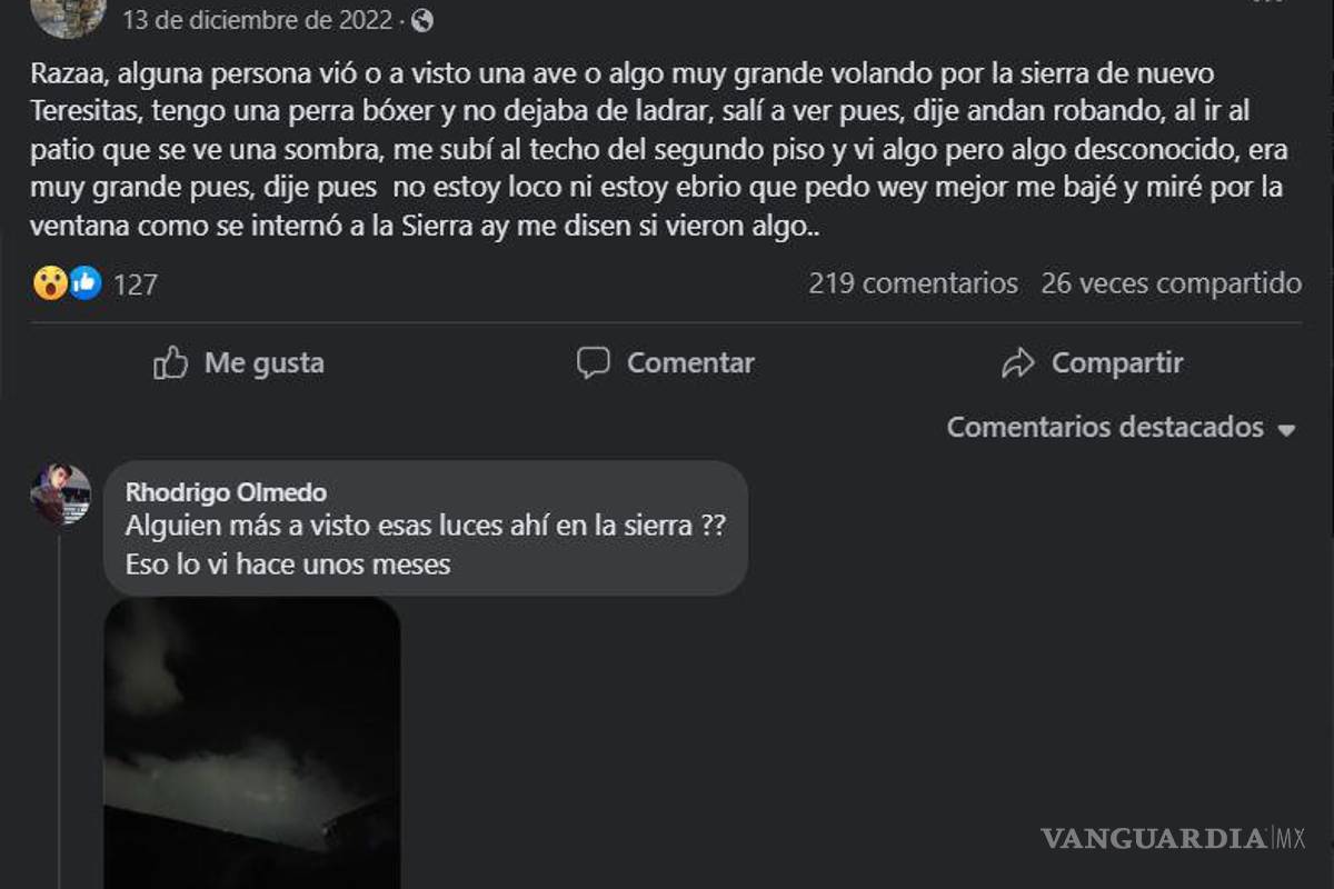 $!Aseguran saltillenses haber visto a ‘hombre pájaro’ en alrededores de Sierra de Zapalinamé.