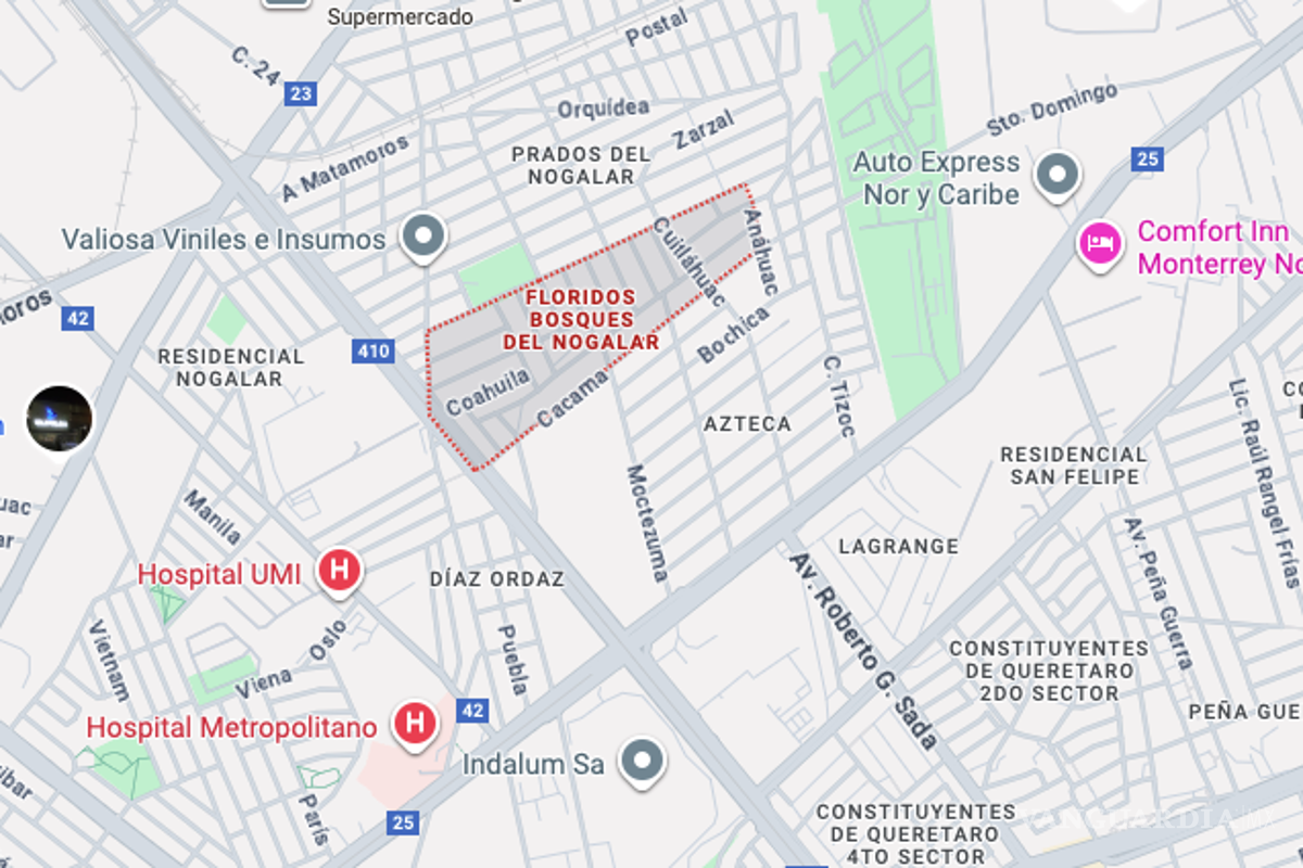 $!El ataque se reportó durante la noche del viernes, Ángel Tadeo falleció al recibir atención médica. FOTO: GOOGLE MAPS