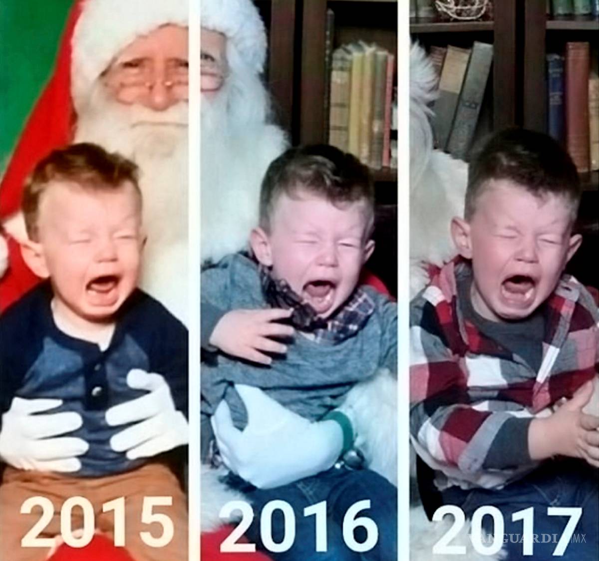$!#Santafail : Fotos muestran a niños rompiendo en llanto en el regazo de Santa Claus