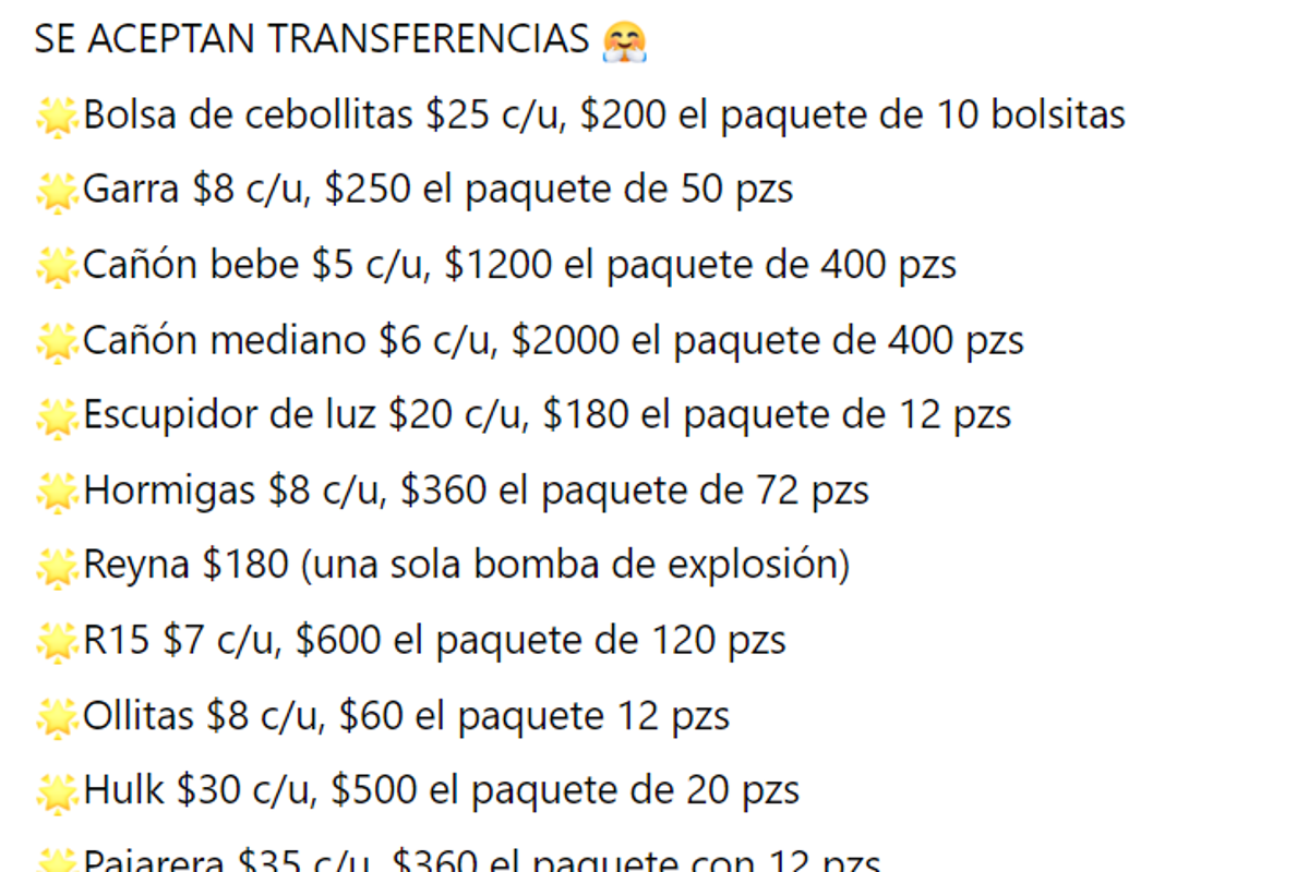 Anuncian en redes venta clandestina de pirotecnia en Saltillo, pese a restricciones