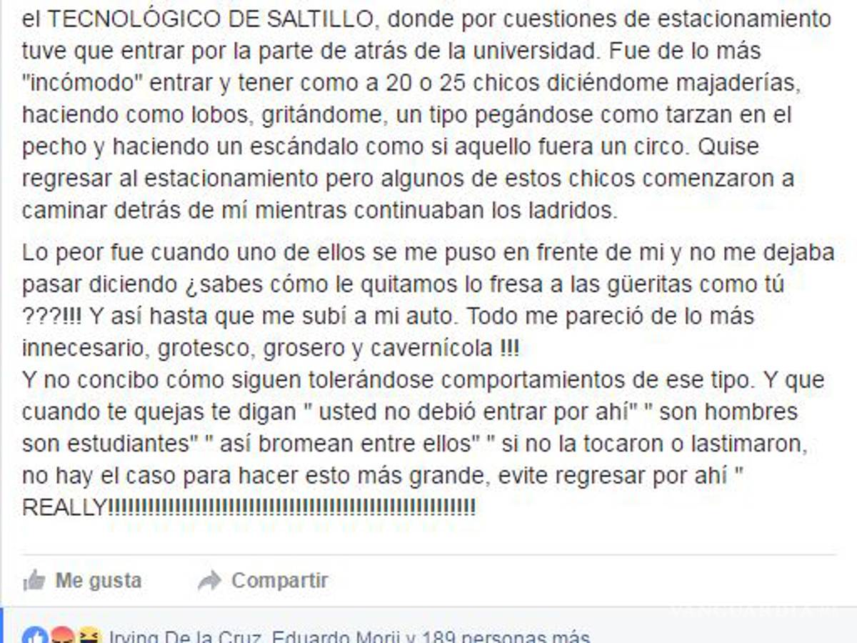 $!Denuncia mujer acoso en el ITS