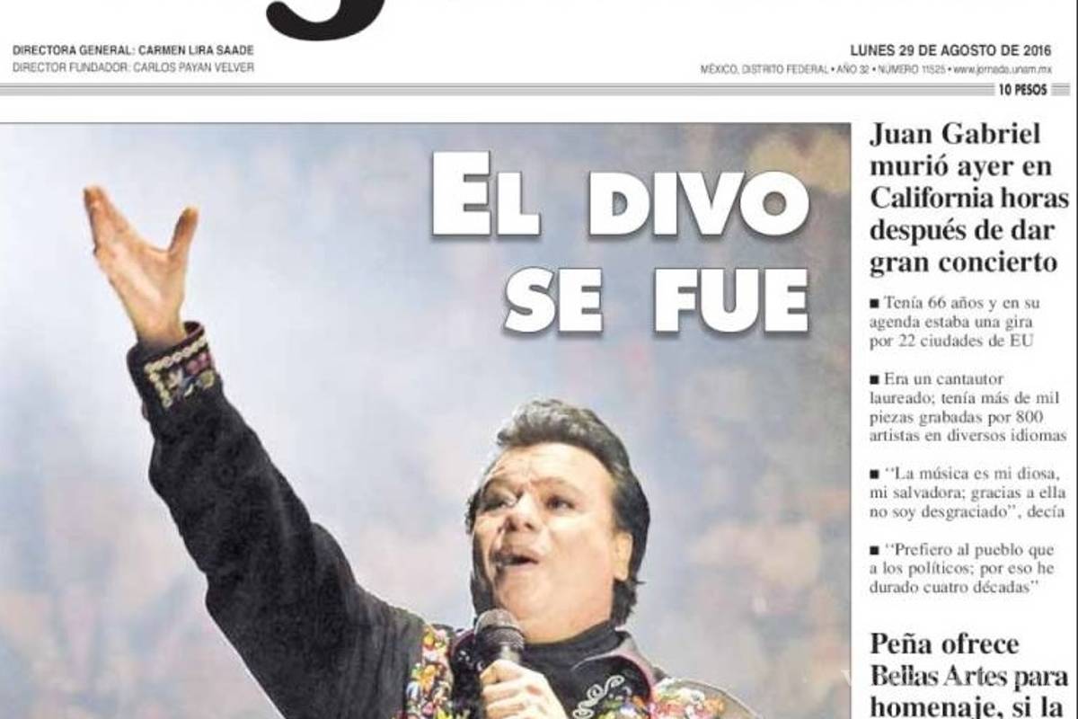 Así despidieron los periódicos del mundo a Juan Gabriel
