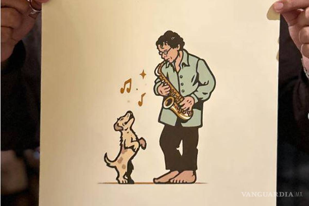 Saltillo: Venden ilustración de David, saxofonista de la calle Victoria, en beneficio de su recuperación