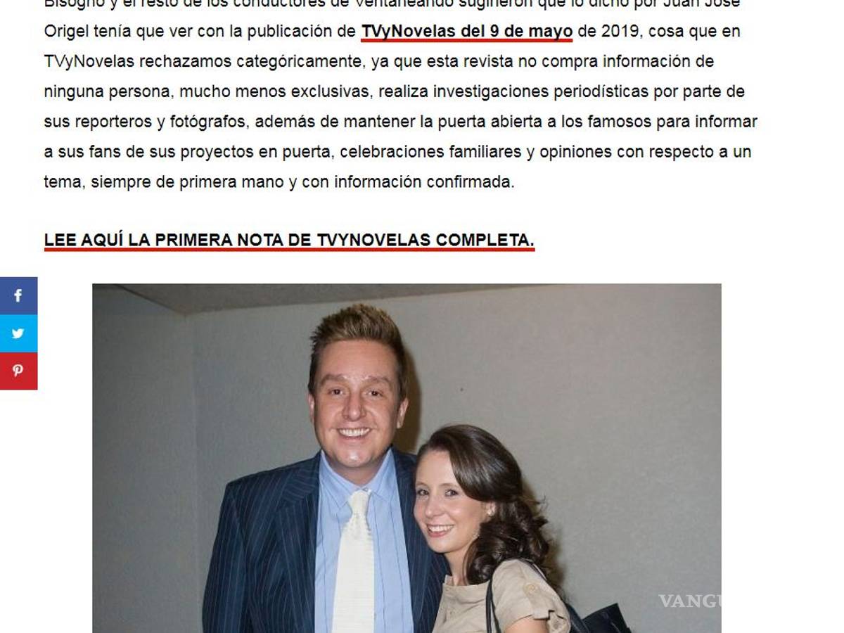 $!'Daniel Bisogno traicionó a Raquel Bigorra para no aceptar que es gay', afirma revista