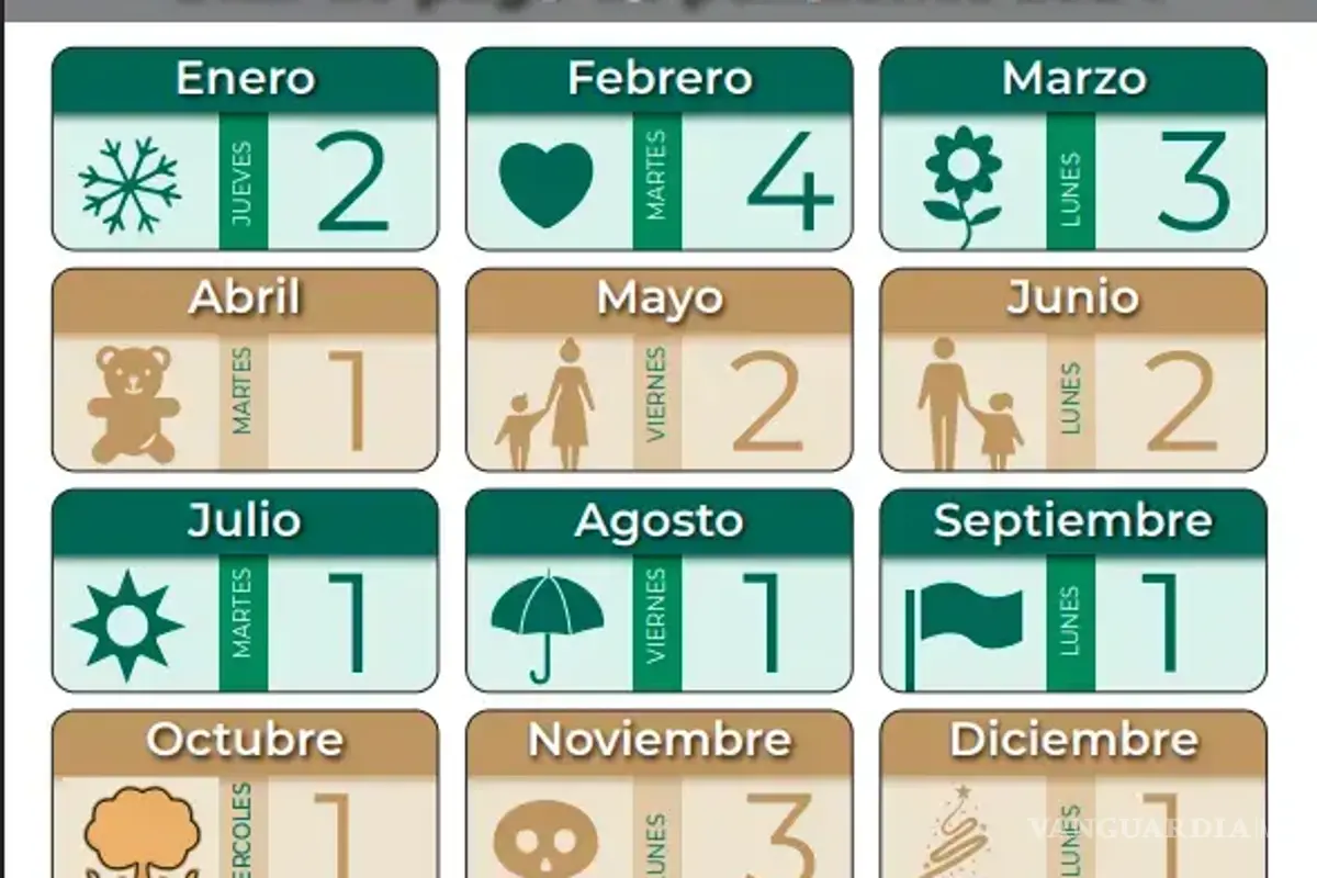 $!Calendario oficial de pagos de la pensión.