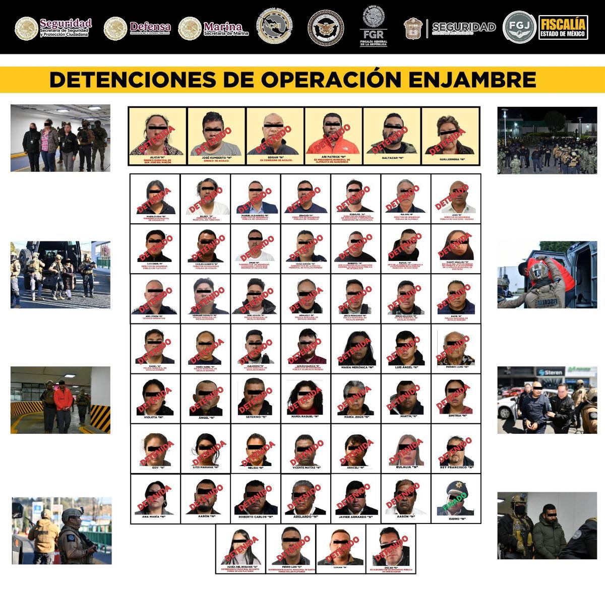 $!‘Operación Enjambre’ y ‘Bastión’: suman más de 50 detenidos y múltiples aseguramientos en el Estado de México