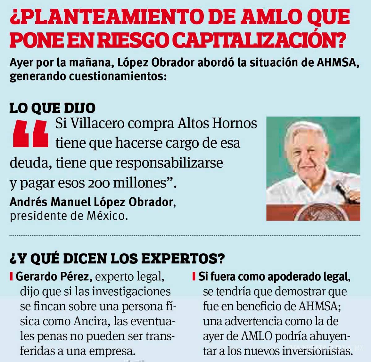 $!‘Dinamita’ AMLO rescate a AHMSA; plantea que Villacero pague a Gobierno daño patrimonial