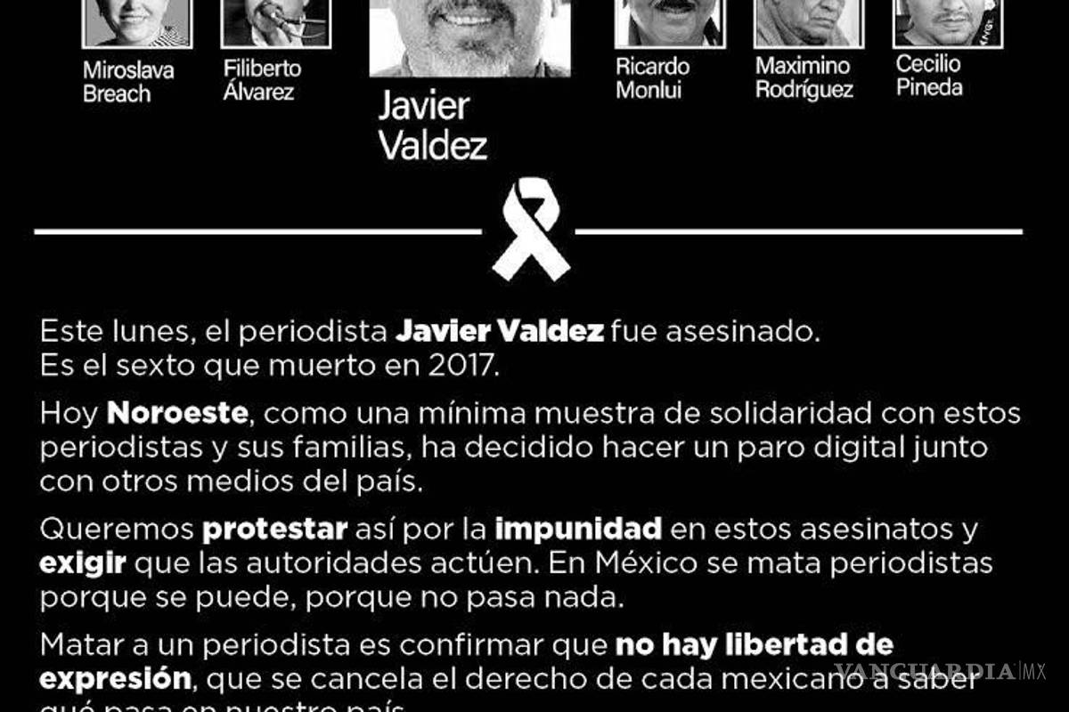 Convoca Animal Político a paro de labores por asesinato de 6 periodistas en 2017