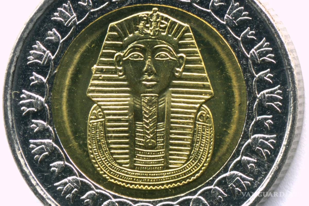 $!Moneda del rey Tutankamón, anverso bimetálico de una libra egipcia.