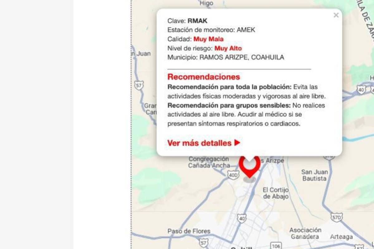 $!En Ramos Arizpe el índice marcaba muy malo y riesgo muy alto.