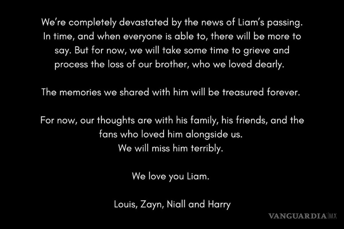 $!Exintegrantes de One Direction lanzaron comunicado por fallecimiento de Liam Payne: ‘Tomaremos un tiempo’