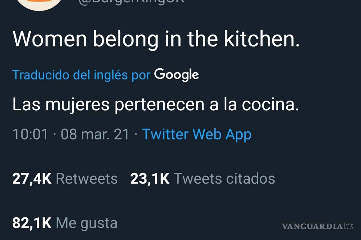 'Las mujeres pertenecen a la cocina': Polémico tuit de Burger King desata críticas en redes sociales