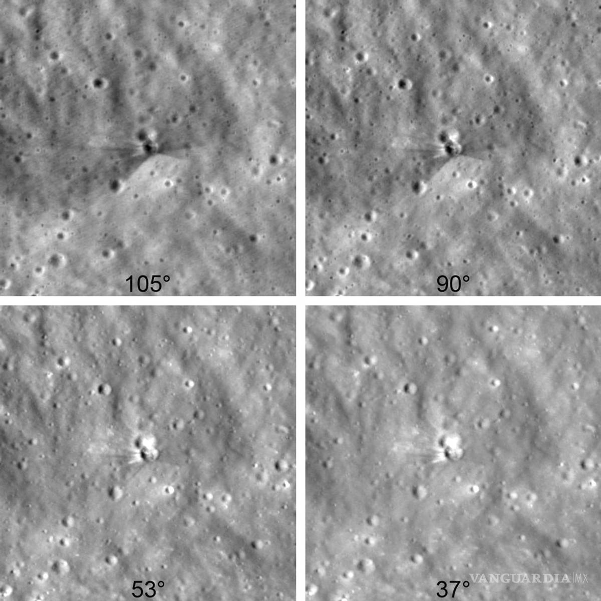 $!En la imagen distintos ángulos del cráter formado tras el impacto de la etapa superior de un cohete Falcon 9 de SpaceX contra la superficie lunar.