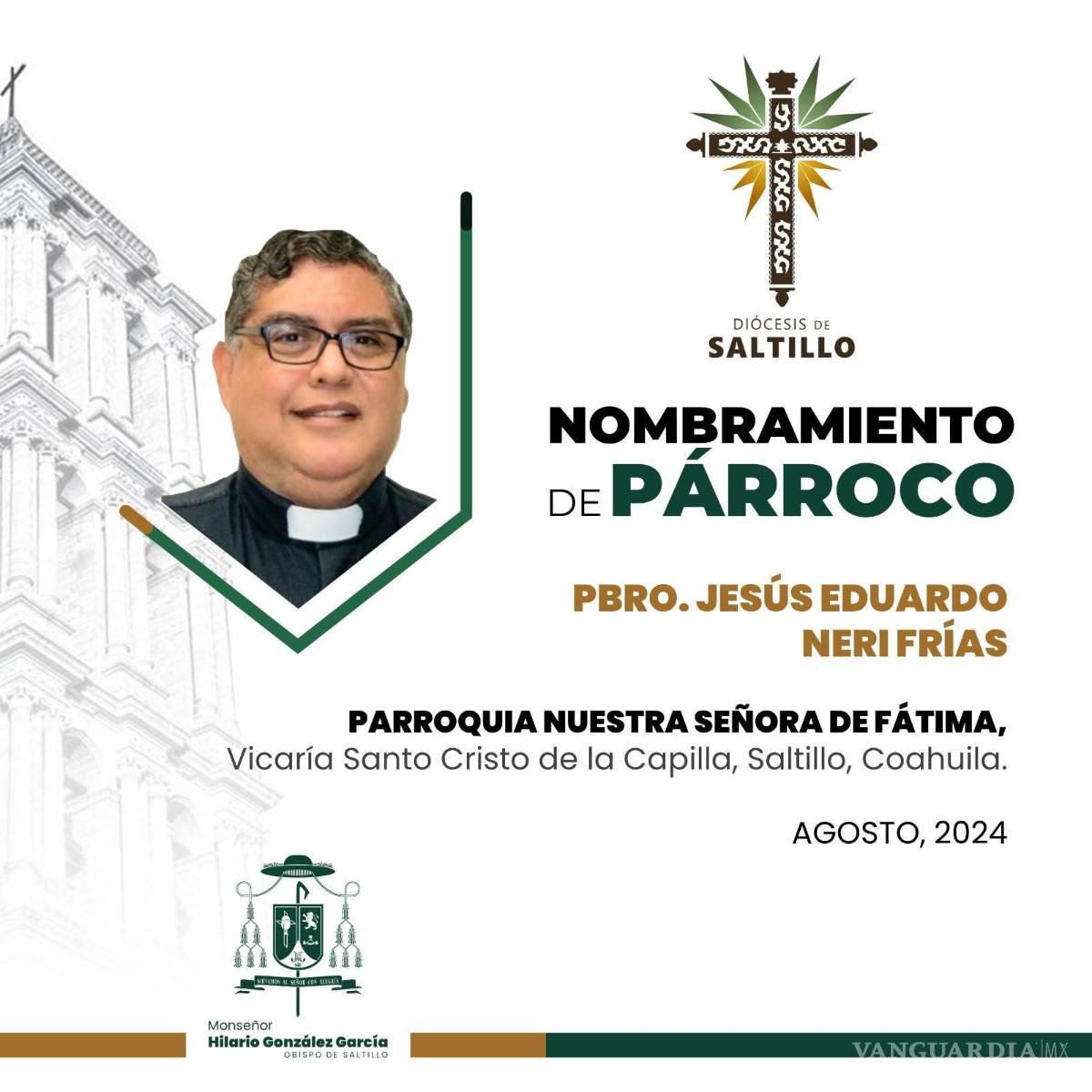 $!Jesús Eduardo Neri Frías es ahora el nuevo párroco del templo de Fátima