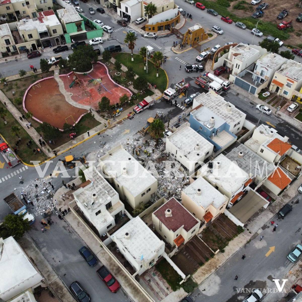 $!Vista aérea de la zona principalmente afectada por el derrumbe.