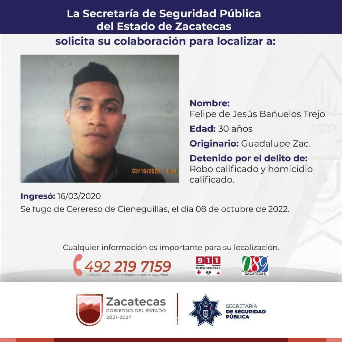 $!Se busca por robo y homicidio calificado.