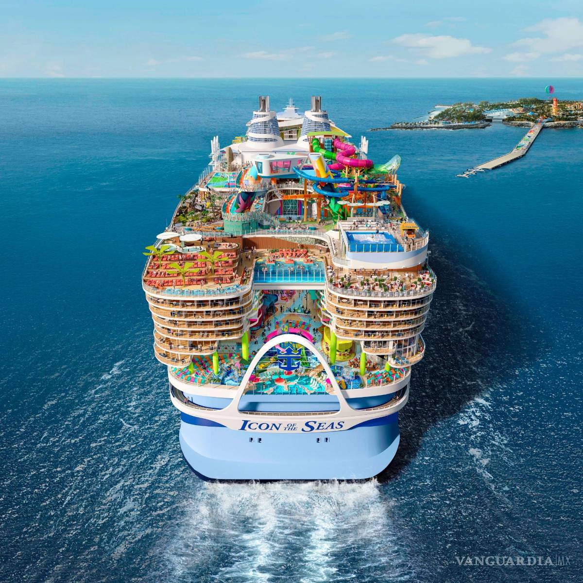 $!Una imagen conceptual del crucero Icon of the Seas que operará desde Miami a partir de enero de 2024.