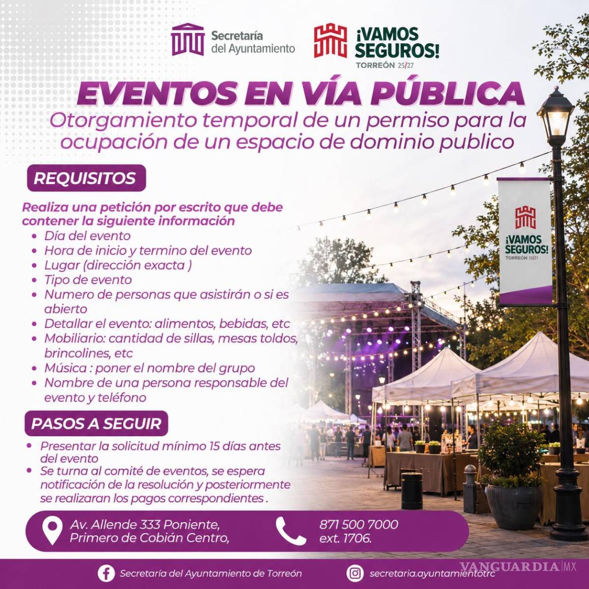 $!Torreón: Eventos en espacios públicos deberán contar con autorización previa