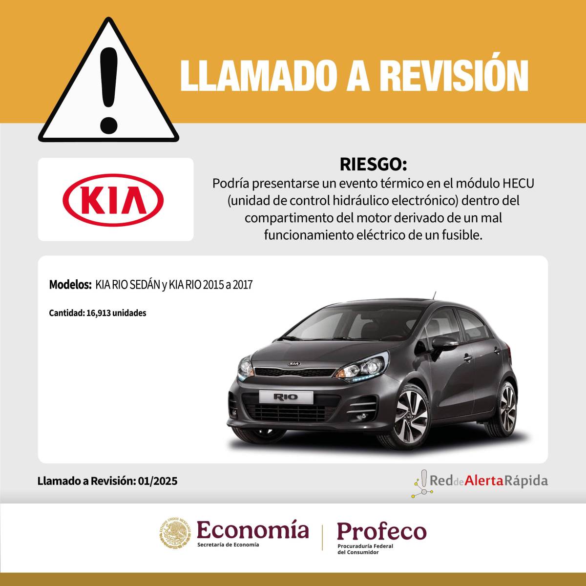$!Profeco emite alertas de seguridad y llamados a revisión para vehículos de KIA, Toyota, Volkswagen y Mazda