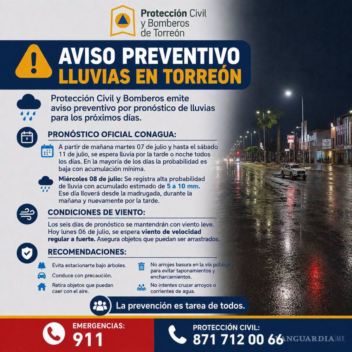 $!Las emergencias pueden reportarse al 911 o a Protección Civil de Torreón.