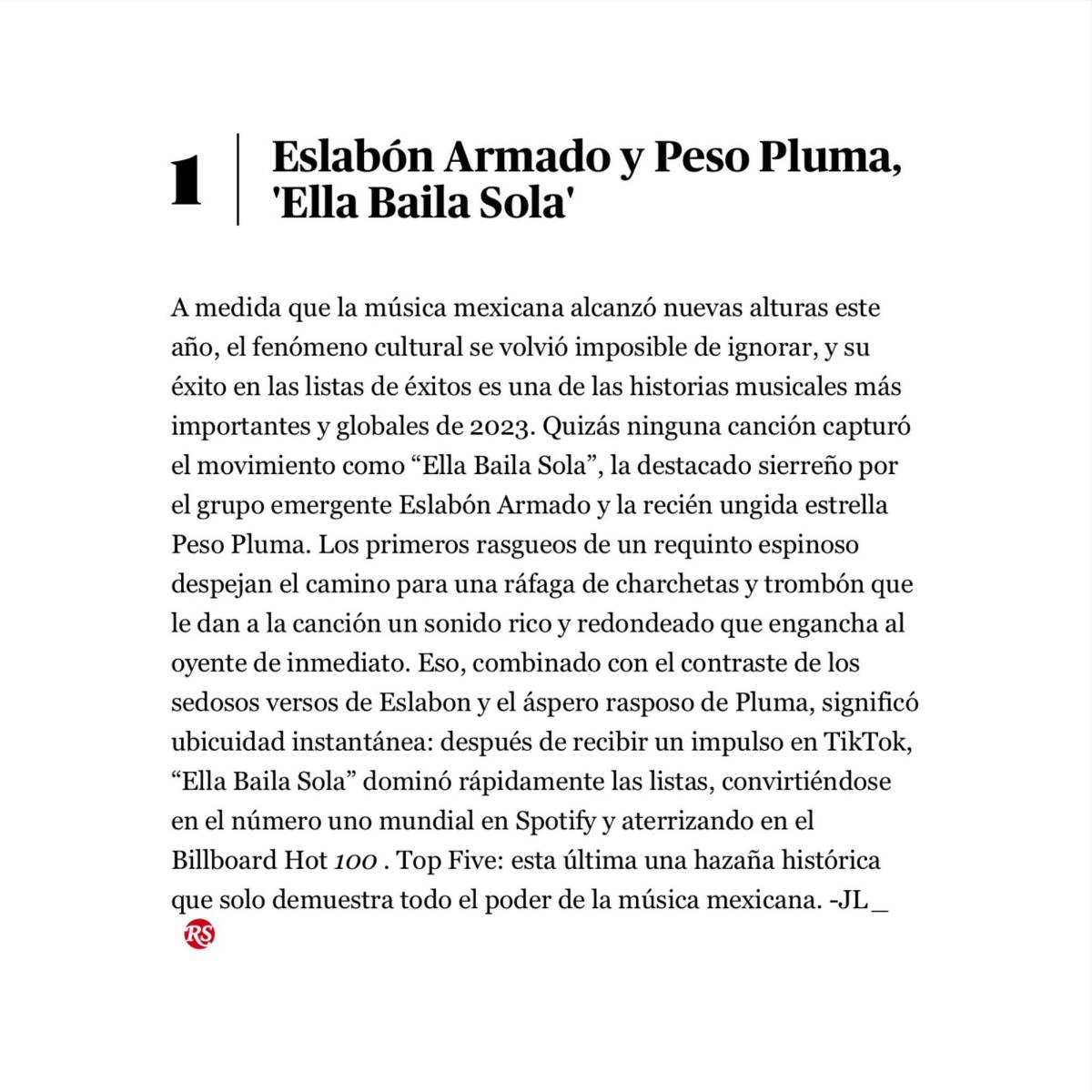 $!Rolling Stone destacó el desempeño del hit.