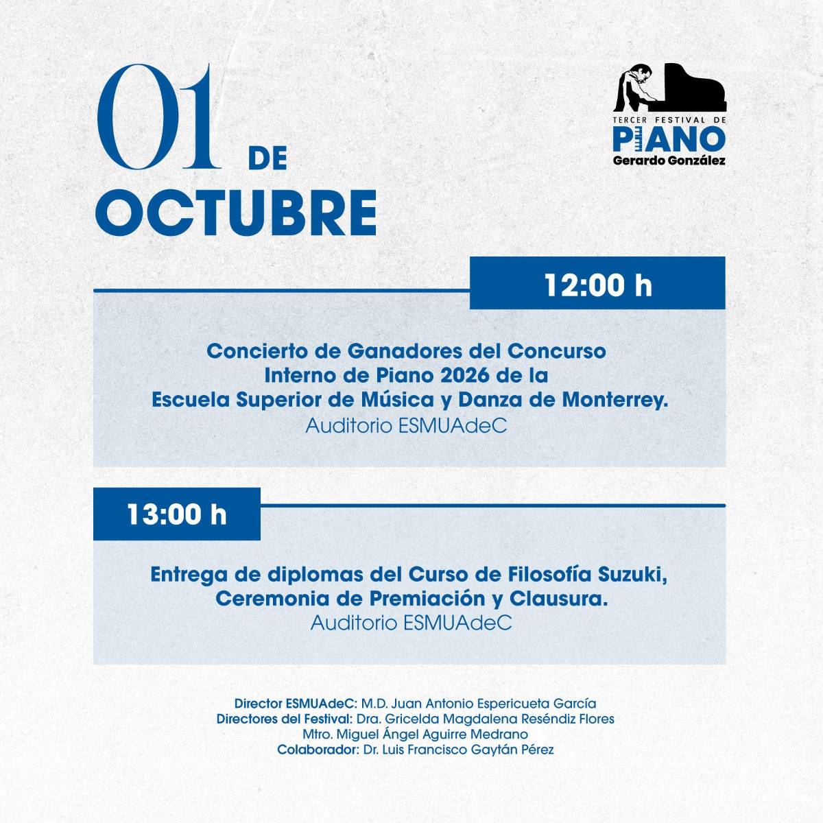$!Saltillo: Celebrará la Escuela Superior de Música de la UAdeC, Festival de Piano ‘Gerardo González’