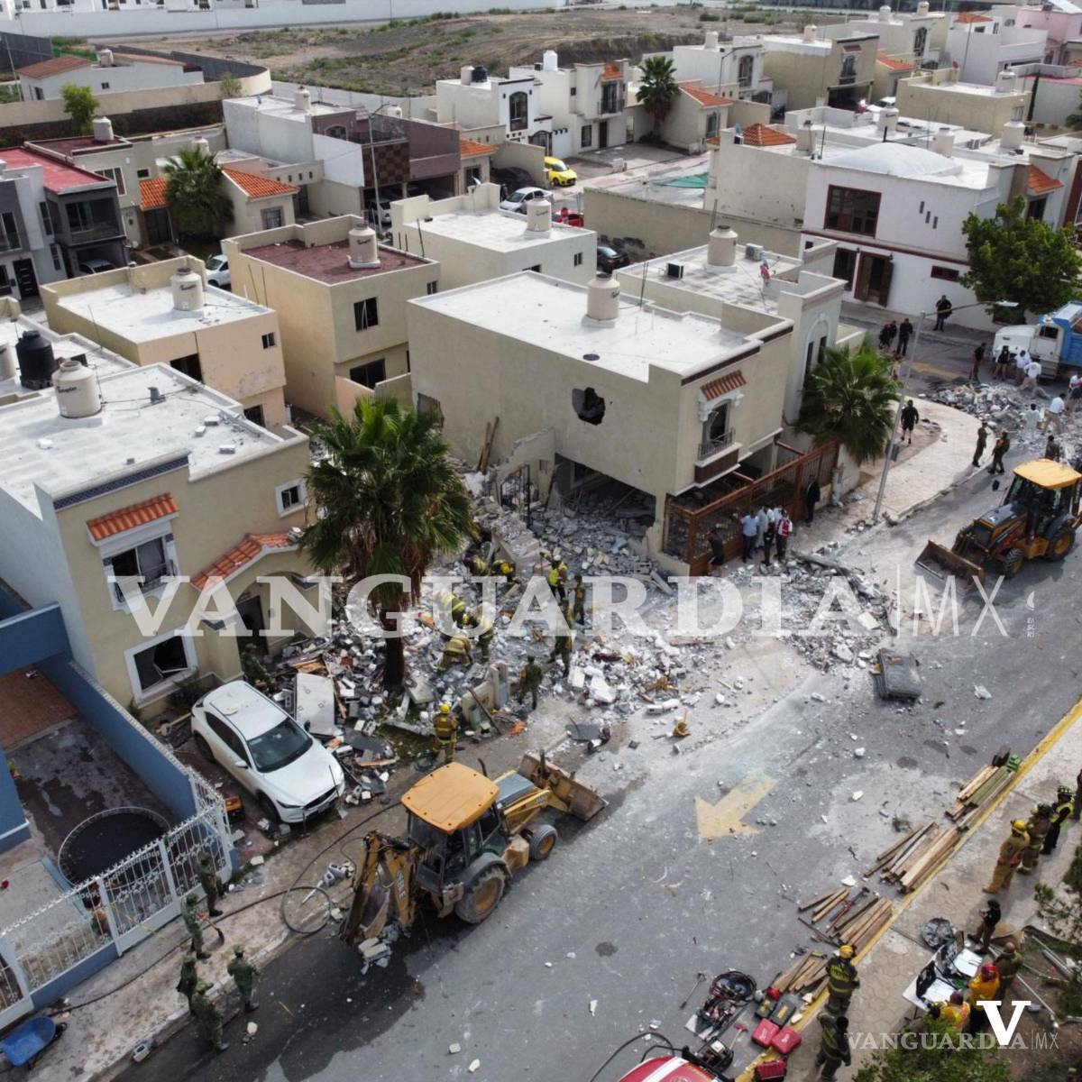 $!Vista aérea del derrumbe en el fraccionamiento de Saltillo.