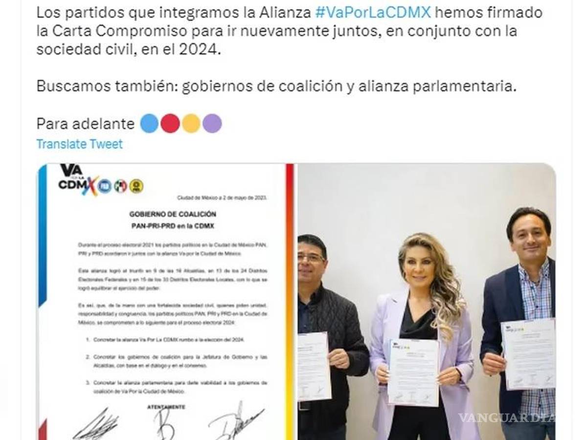 $!‘Va por la CDMX’, PAN, PRI y PRD irán en coalición en elecciones de 2024