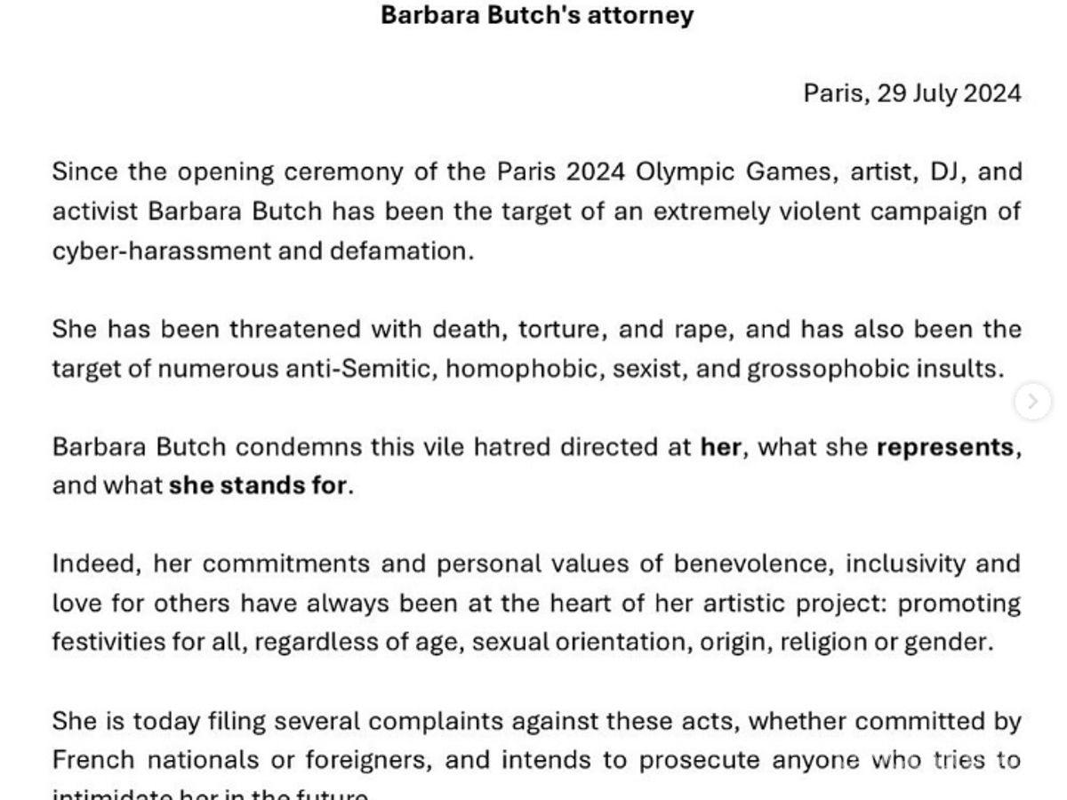 $!Barbara Butch, DJ en la apertura de los Juegos Olímpicos, presenta denuncia por acoso cibernético