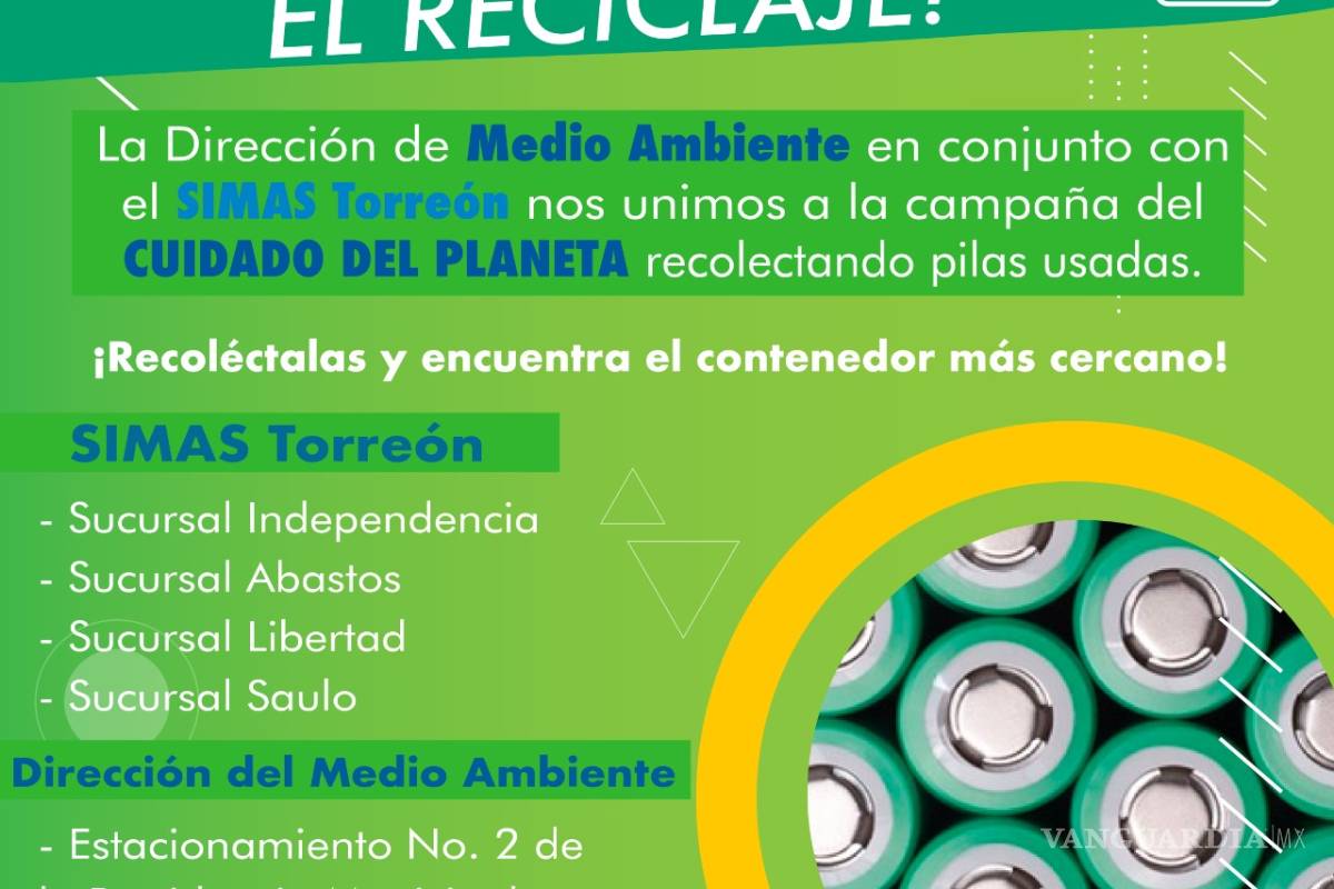 Medio Ambiente de Torreón y SIMAS se unen para reciclar pilas