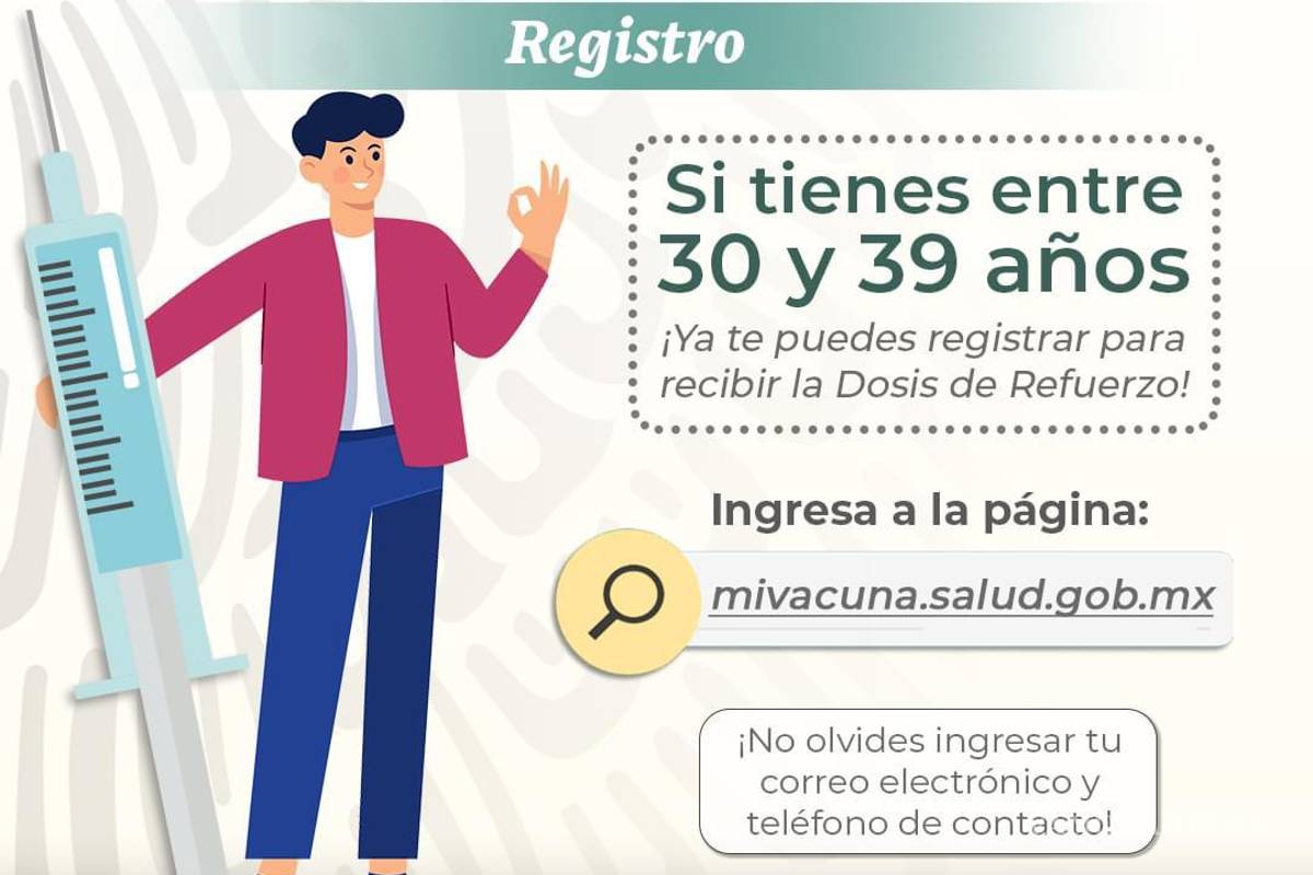 Abren registro para aplicar refuerzo a personas de 30 a 39 años en Coahuila