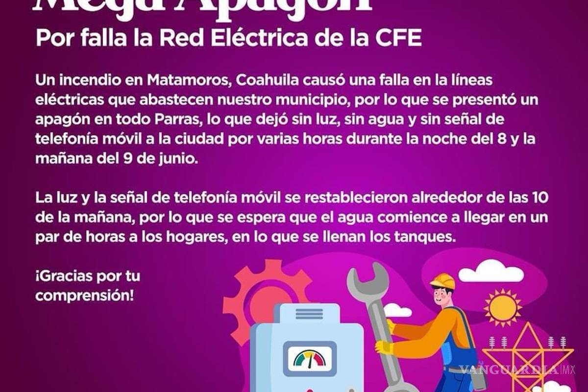 $!Caos en el pueblo mágico de Parras de la Fuente; sin luz e incomunicado desde la madrugada