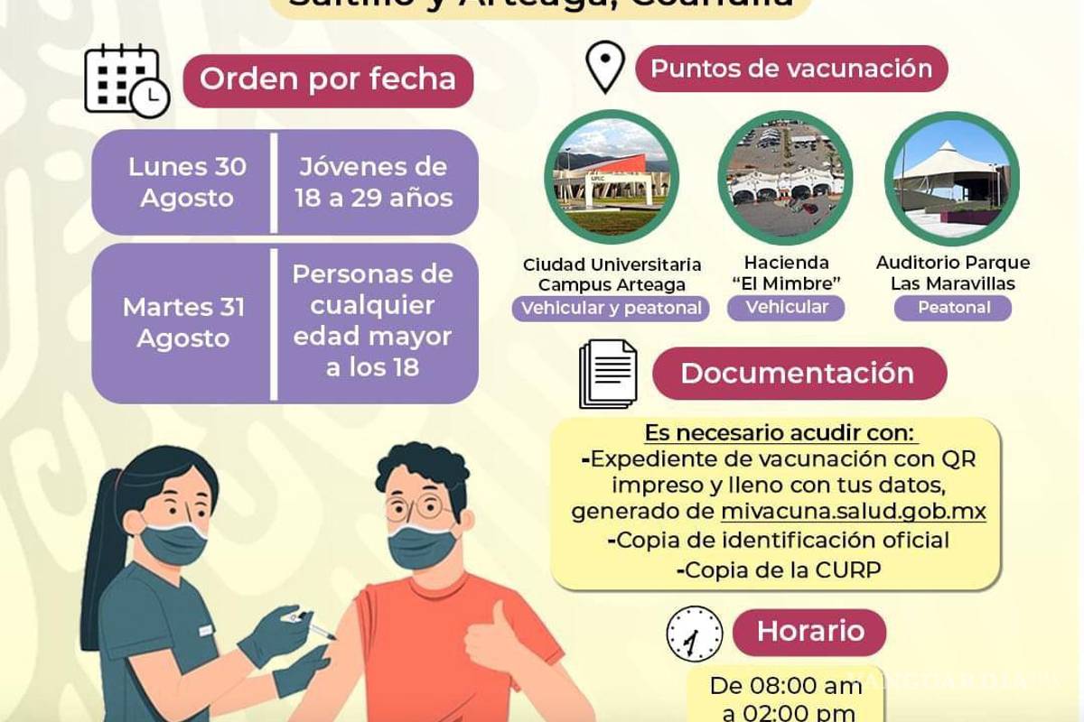 Arranca este lunes vacunación para rezagados de en Saltillo