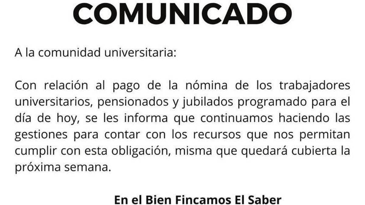 Se retrasa pago a empleados de UAdeC; aseguran estará la próxima semana