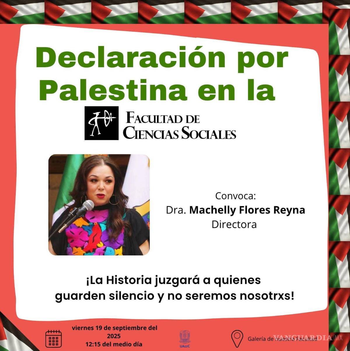 $!UAdeC: Facultad de Ciencias Sociales alza la voz por Palestina con declaratoria pública