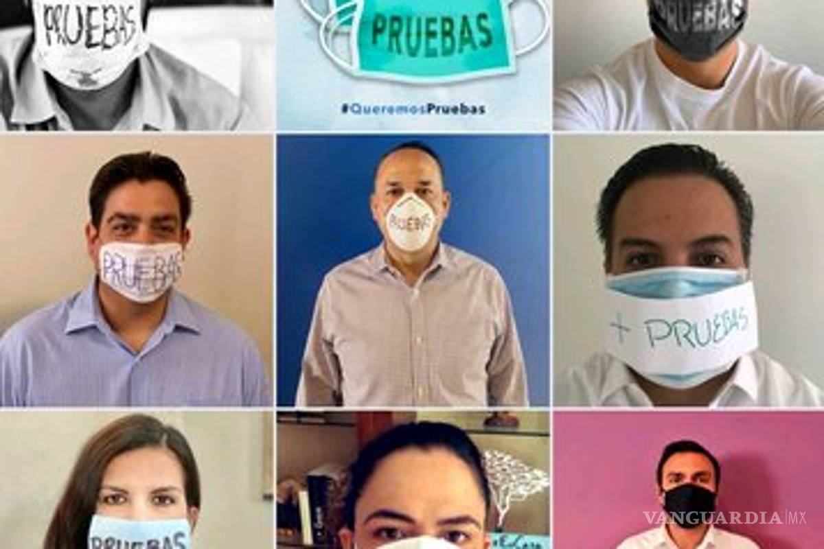 Con cubrebocas con la palabra “pruebas”, panistas protestan en reunión virtual con López-Gatell