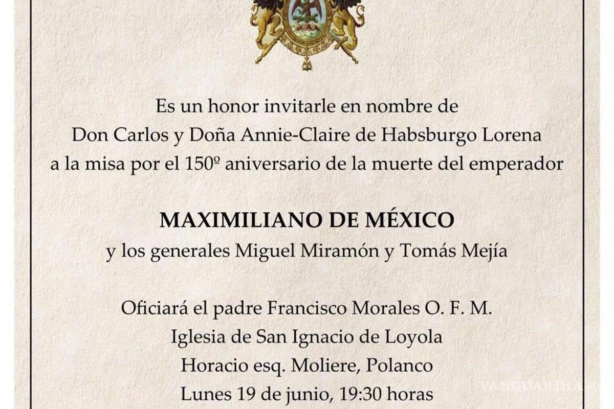 $!Conmemoran 150 aniversario de la muerte de Maximiliano de Habsburgo con misa