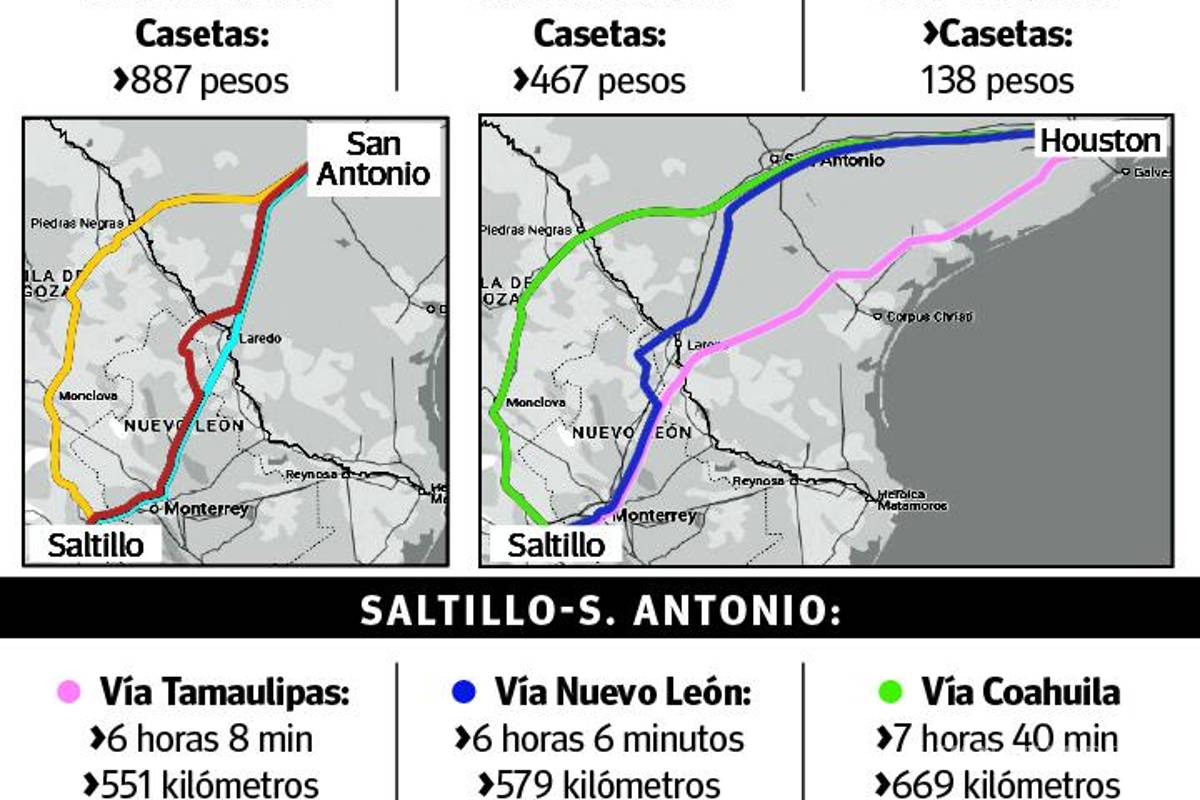 $!Por Coahuila, Nuevo León o Tamaulipas, ¿qué te conviene más para viajar de Saltillo a Texas?