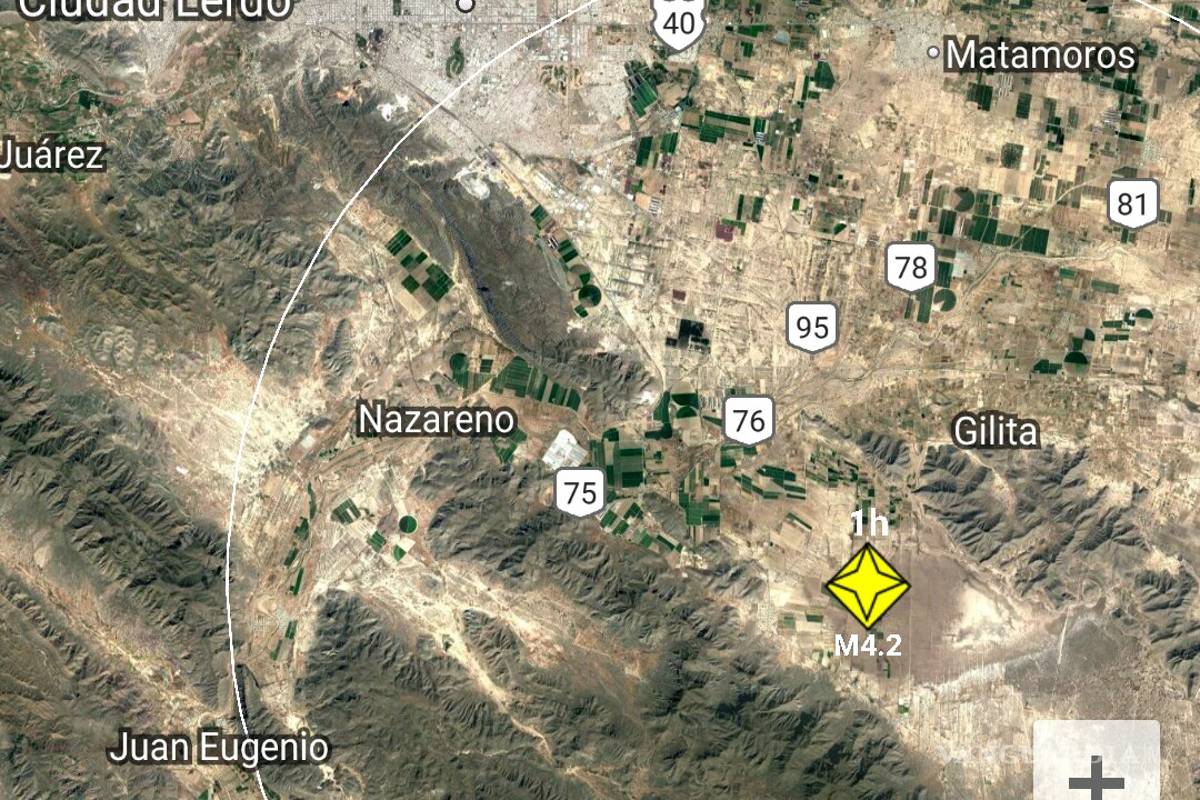 Temblor de 4.2 en Matamoros; se siente en Torreón