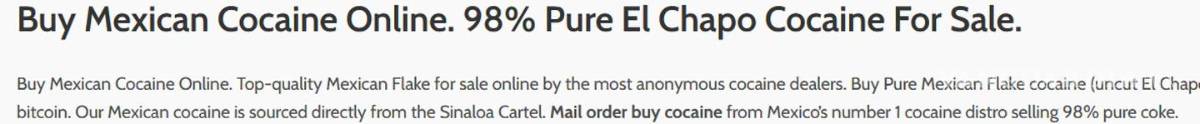 $!Cocaína del ‘Chapo’ se vende en miles de dólares en la dark web