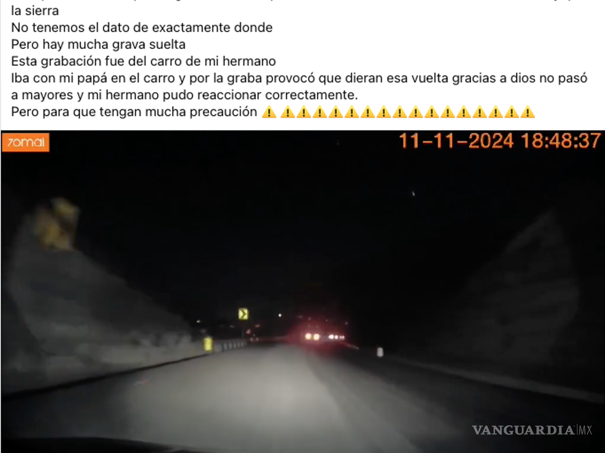 $!La joven alerto a los conductores sobre el peligro de la grava suelta en la carretera Saltillo-Monterrey tras un incidente ocurrido el pasado lunes.