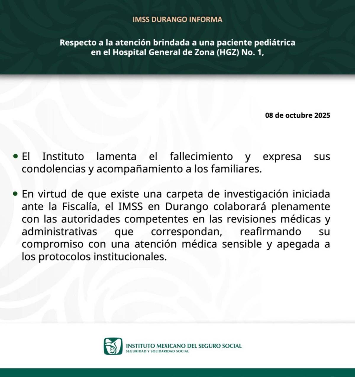 $!Caso Daenerys: Fallece niña de 4 años en hospital IMSS en Durango; familia denuncia presunta negligencia médica