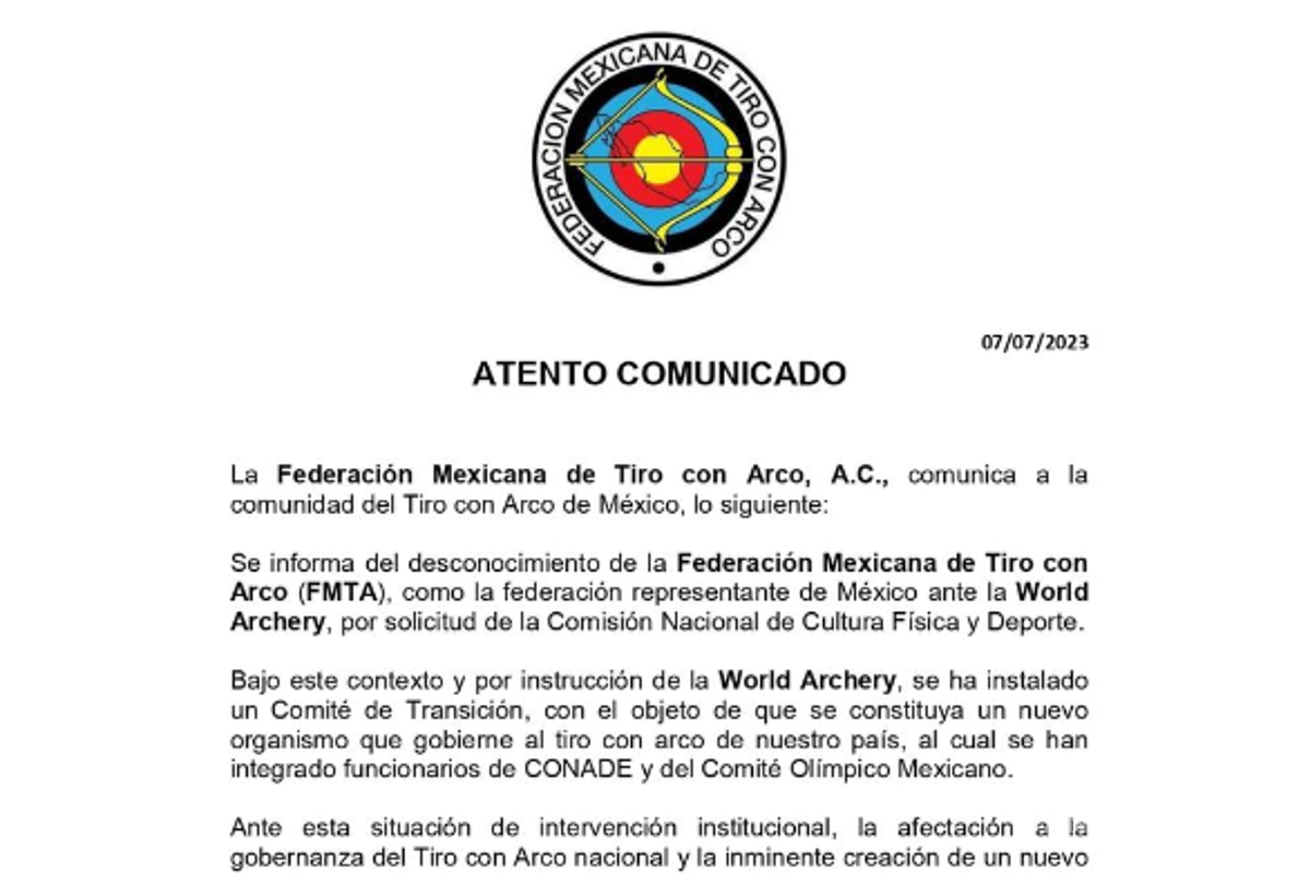 $!Disuelven la Federación Mexicana de Tiro con Arco