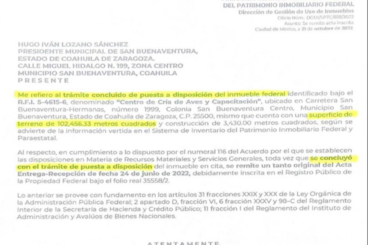 $!Este es el documento que de acuerdo con el alcalde confirma que ya está en poder del IPN el predio.