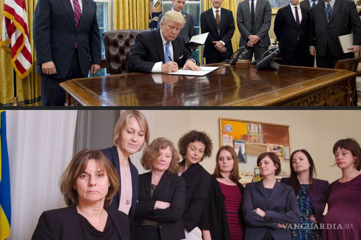 Ministra sueca parodia ‘foto machista’ de Donald Trump