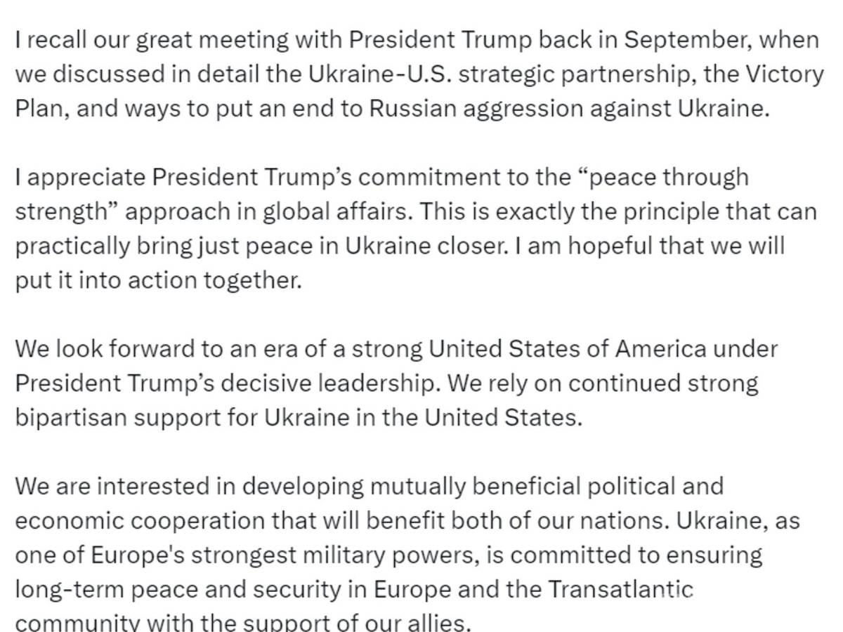 $!El presidente ucraniano, Volodímir Zelenski, felicitó al candidato republicano a la presidencia de EU, Donald Trump, por su impresionante victoria electoral.