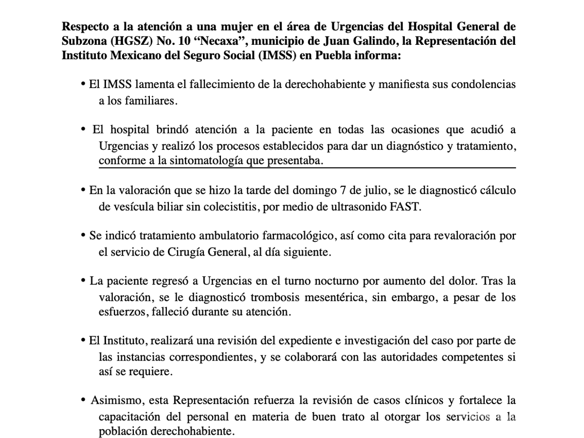 $!Fue cuatro veces al IMSS por dolor abdominal, doctora dijo que no era grave, terminó muerta